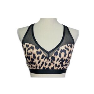 Victoria's Secret Black and Tan Leopard Sports Bra Women’s Size 34D